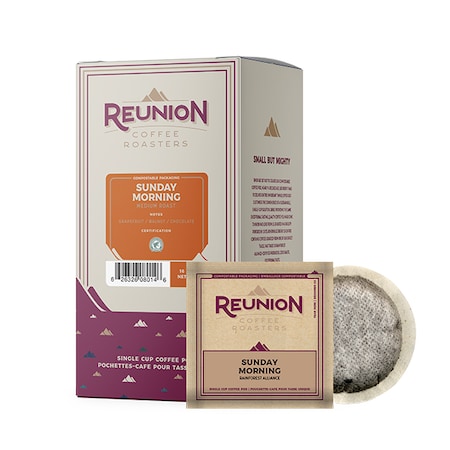 Reunion Coffee Roasters Sunday Morning, Soft Coffee Pods, PK96 PK RI8015